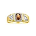 thumbnail image 1 of RYLOS Men's Rings Yellow Gold Plated Silver Classic 7X5MM Oval Gemstone & Diamond Ring Smoky Quartz June Birthstone Rings For Men Size 9, 1 of 7