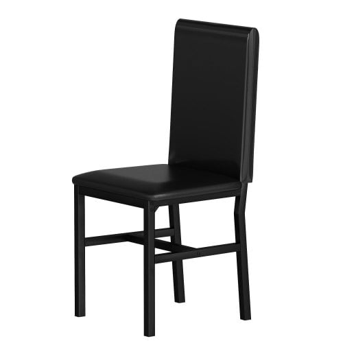 Black Dining Chairs Set of 4, Modern Upholstered PU Leather High Back Kitchen Chairs with Sturdy Metal Frame, Armless Side Chairs for Dining Room, Kitchen, Living Room