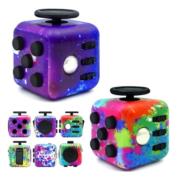 Fidget Toy Cube, 6 Sided Stress Relief & Focus Toy for Adults, 2 Pack Cube Fidget Hand-Held for Adults, Audible/Silent Cube Toys Fidget