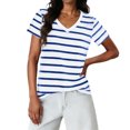 thumbnail image 2 of LVHAOGJOB T-Shirts à Manches Courtes pour Femmes, Chandails en Coton Graphiques, Chandail à Enfiler, Hauts V Neck pour Dames, 2 of 8