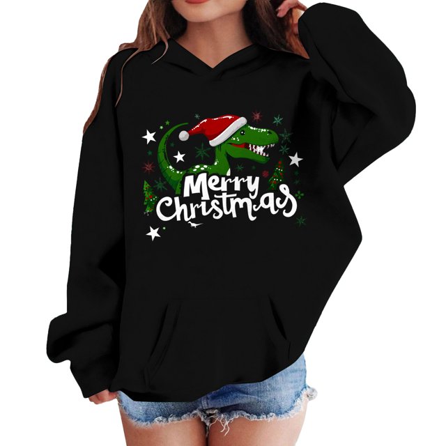 Girls Long Sleeve Tops, Pullover Sweatshirt with Crewneck and Pocket