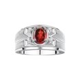thumbnail image 1 of RYLOS Men's Rings Sterling Silver Rings Classic Designer Style 8X6MM Oval Gemstone &  Diamond Ring Garnet January Birthstone Rings For Men,  Size 11, 1 of 7
