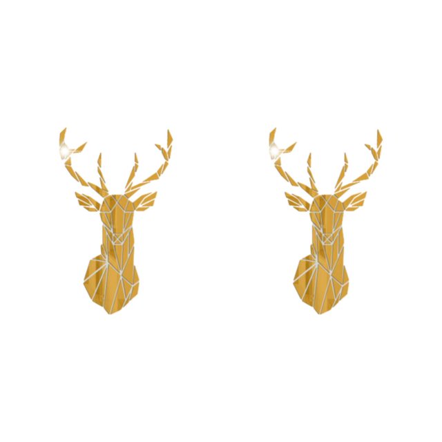 Decodeary Personalized Home Style With 3D Mirror Deer Wall Stickers Acrylic 3D Deer Head Mirror Wall Sticker Multifunctional gold L 2Set