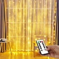 thumbnail image 1 of Guirlande Lumineuse Rideau Guirlandes Scintillantes, 8 Modes d'Éclairage Télécommande à Intensité Réglable Lumière Blanc Chaud pour Chambre Noël Mariage Fête Maison Jardin Extérieur Intérieur Décorations Murales, 1 of 5