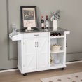 thumbnail image 4 of Costway Cuisine Île Chariot Roulant Utilitaire Chariot en Acier Inoxydable Porte-Bouteilles Blanc, 4 of 10