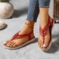 thumbnail image 4 of Wdhugt Sandales à Enfiler Mode pour Femmes Plates Bout Rond Rouge Taille 7 Us Longueur de Chaussures 24,5 Cm/9,65 Po Pu, 4 of 9