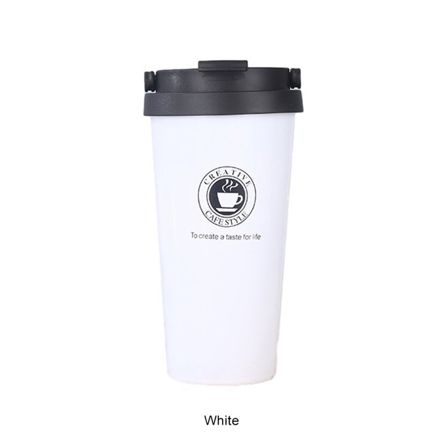 mmirethe Durable Double Walled Travel Mug Stylish And Leakproof Lid Included Easy To Clean Eco-friendly white 500ml 1Set