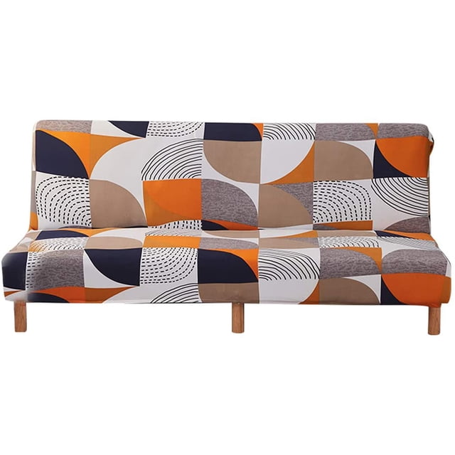 CHOK 2024 Futon Slipcover Armless Sofa Covers Stretch Sofa Bed Slipcover Protector Elastic (Light Gray Animal)