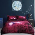 thumbnail image 2 of Unique Bargains Star Colored Sky Moon Night Duvet Cover Fuchsia Starry Pattern 4pcs, 2 of 9