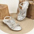 thumbnail image 4 of BOBOGOJP Girls Sandals Girls Glitter Beach Shoes Shoes Flat Summer Shoes Glitter Shoes Boho Comfortable Sandals with Rhinestones Glitter Shoes Silver for 1.5, 4 of 6