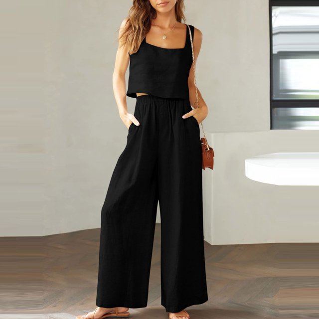 zanvin Ensembles 2 Pcs pour Femmes, Ensemble Décontracté 2 Pcs pour Femmes en Lin avec Short, Haut Sans Manches, Veste, Haut/chemise Sans Manches à Col Ras du Cou