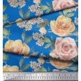thumbnail image 2 of Soimoi Cotton Voile Fabric Leaves & Rose Flower Printed Craft Fabric by the Yard 56 Inch Wide, 2 of 3