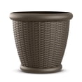 thumbnail image 2 of Suncast Willow 18" Diameter Decorative Wicker Planter Pot, Java (2 Pack), 2 of 7