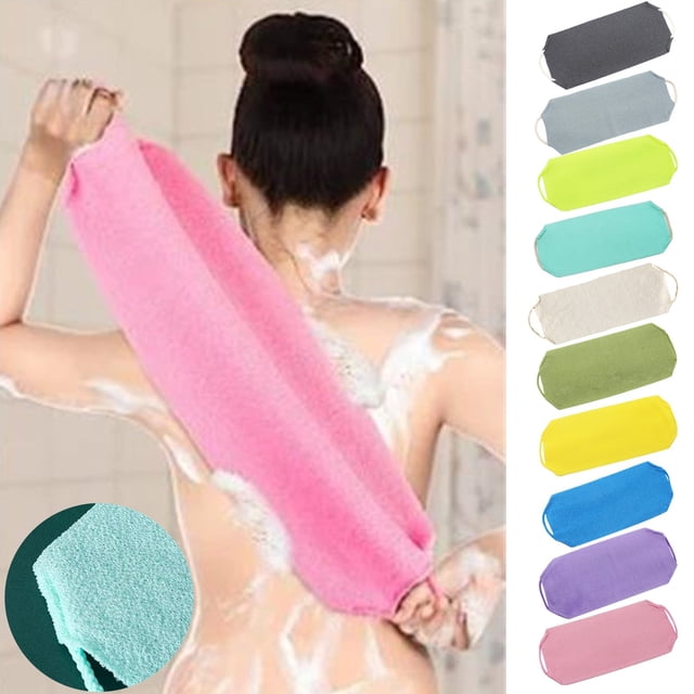 TopLLC Back Scrub for Shower Exfoliating Washcloth Back Cloth Body Extended Length Scrub Towel Nylon Exfoliating Stretchable Pull Strap Wash Cloth for Bath Body Scrub Washcloth
