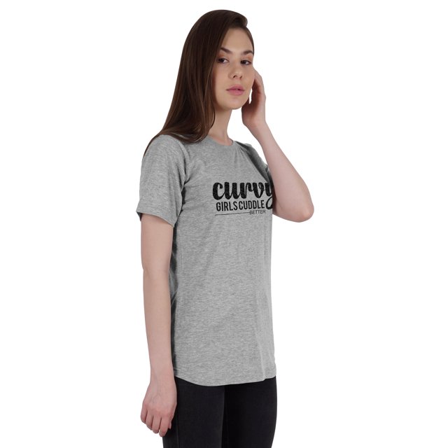 Inkmeso Womens Quote Top Curvy Girls Cuddle Better Graphic Print Tee T-Shirt