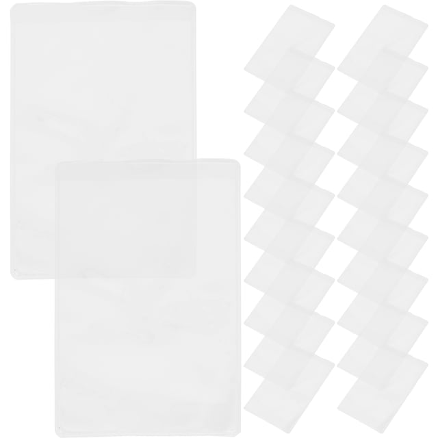 FRCOLOR card sleeve durable PVC transparent card sleeves for protection, lightweight and portable, 50 pieces. These 3.62 x 2.32 x 0.04-inch sleeves are designed to protect board game cards, postcards, and photos from damage or moisture. The double-sided transparent design ensures high visibility of card text. Made from durable PVC material, these sleeves are lightweight, portable, and feature a delicate, fade-resistant surface. Ideal for organizing and safeguarding trading cards or other collectibles.