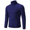 thumbnail image 1 of Mrat Fall Sweater Mens Knitted Turtleneck Long Sleeve Turtle Neck Thermal Casual High Neck Sweaters Ribbed Pullover Sweater Knit Sweater Long Sleeve S-77 Navy L, 1 of 1