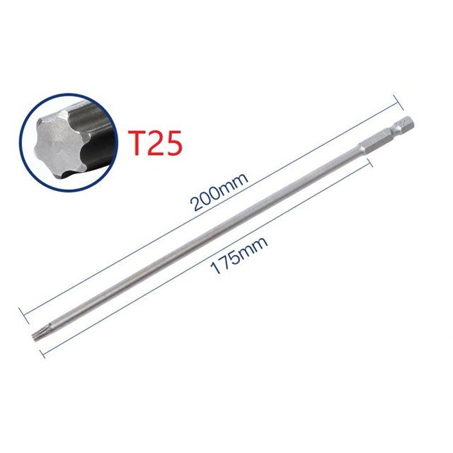 1/6 Pcs 200mm Magnetic Torx Screwdriver Bit alloy steel T25