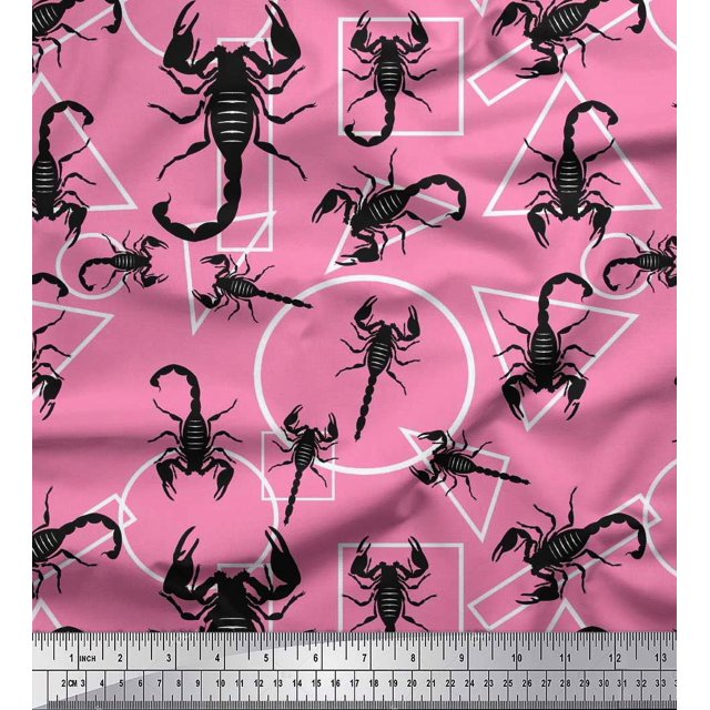 Soimoi Tissu en Voile de Coton Formes Géométriques et Tissu Imprimé Scorpion 1 Yard 56 Pouces de Large