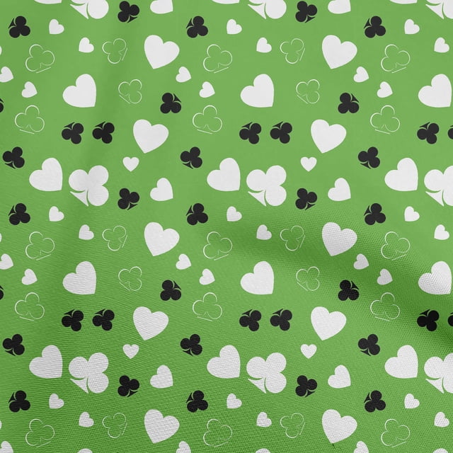 oneOone Georgette Viscose Green Fabric Poker Card Sewing Material Print Fabric By The Yard 42 Inch Wide