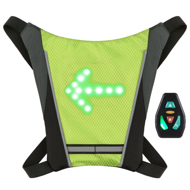 LED Turn Signal Bike Pack USB Rechargeable Reflective Backpack Attachment Clip with Remote Control LED Backpack with Direction Indicator Safety Light Bag Sports Vest for Cycling Running Walk