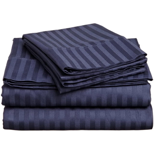 500 Thread Count 4 Piece Quality Sheet Set 18 Inch Deep Pocket 100% Egyptian Cotton Stripe Pattern