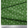 thumbnail image 2 of Soimoi Green Poly Georgette Fabric Snow Flakes & Star Printed Fabric 1 Yard 42 Inch Wide, 2 of 3