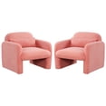thumbnail image 1 of Gymax 2PCS Modern Accent Chair Sherpa Fabric Upholstered Armchair w/ Waist Pillow Pink, 1 of 10