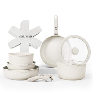 Country Kitchen Ensemble de vaisselle avec poignée amovible, four & RV Coffrets et casseroles, Crème, Original