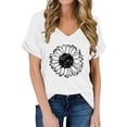 thumbnail image 1 of WTXUE T-Shirts à Manches Courtes, Chandails à Col Rond pour Femmes T-Shirts à Col en V pour Femmes Légers et Doux T-Shirts d'Été Décontractés Hauts pour Femmes Grande Taille Blanc P, 1 of 5