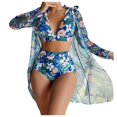 thumbnail image 2 of EGNMCR Bikini Set Women's Printed Bikini Straps Bikini Deep V Split Swimsuit Set Three Piece Swimsuit Set, 2 of 9