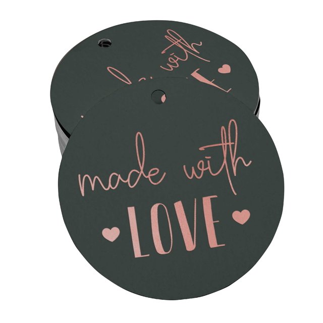 Inkdotpot Pack Of 50 Made With Love Text Favor Paper Tags Craft Real Rose Gold Foil Hang Tags