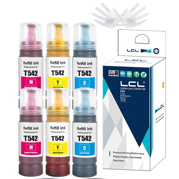 LCL Compatible Ink Refill Bottles High Capacity Replacement for 542 T542 Ink Compatible with ET-5150 ET-5170 ET-5180 ET-5850 ET-5800 ET-5880 ET-16600 ET-16650 ST-C8000 ST
