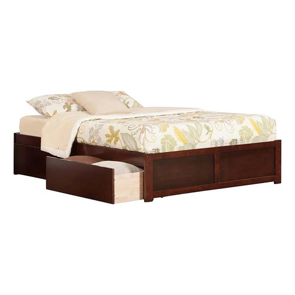 Leo & Lacey Solid Wood Urban Queen Storage Platform Bed in Walnut