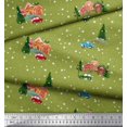 thumbnail image 3 of Soimoi Rayon Fabric House,Tree & Car Transport Fabric Prints By Yard 42 Inch Wide, 3 of 3