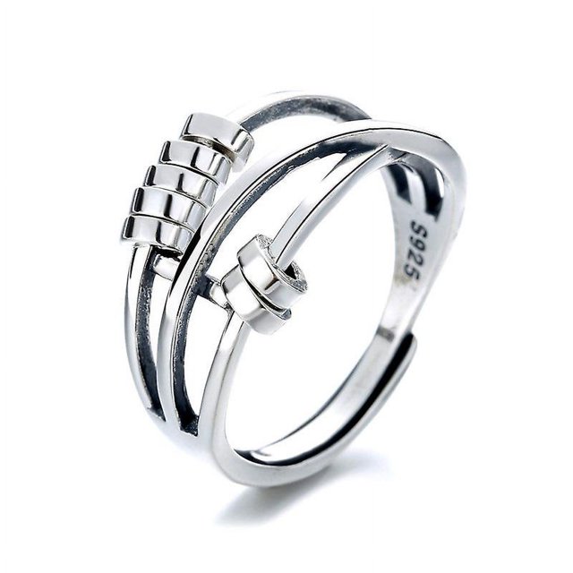 Anxiety Ring, Fidget Ring Anxiety Rings For Women Spinner Ring, Silver Plated Fidget Rings For Anxiety Stress Reliever Spinner Rings, Adjustable Rings