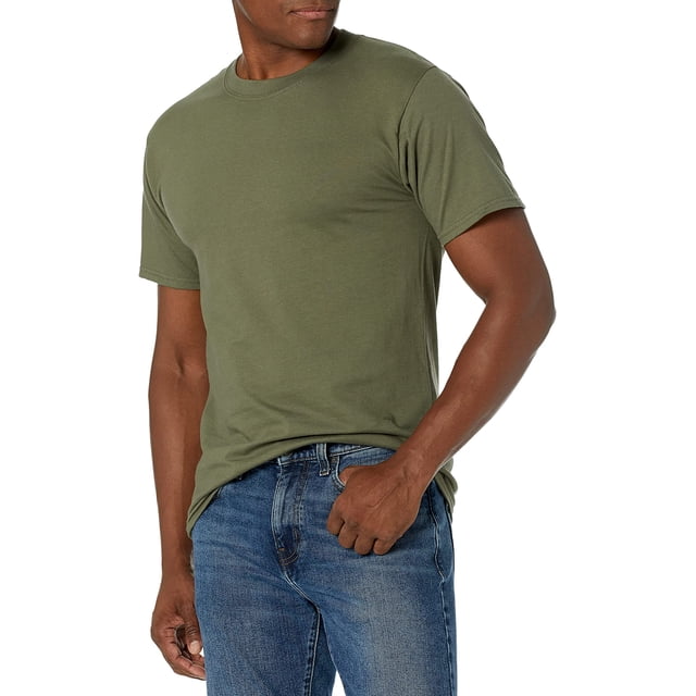 Hanes T-Shirt Classique à Col Rond en Coton pour Hommes Beefy-T, TG, Vert Fatigue