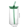 thumbnail image 2 of Heat Resistant Straw Glass Cup 400ML Borosilicate Glass Material Leak Proof Lid Straw Included Transparent Easy Clean for Cold Drinks Juice Milk Coffee Home Office School, 2 of 7