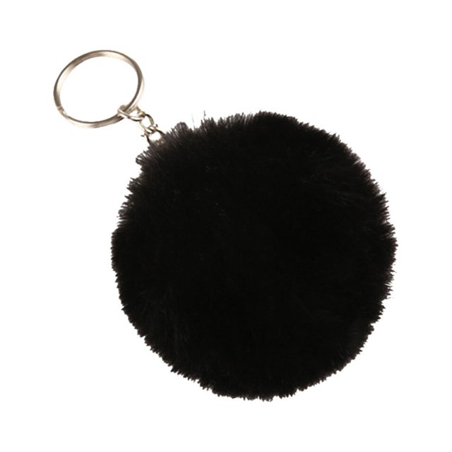 Fuzzy Ball Keychain Supple Comfortable Lovely Key Rings Adorable Practical Key Chains Women for Children Adults Elderly Students Black 7cm