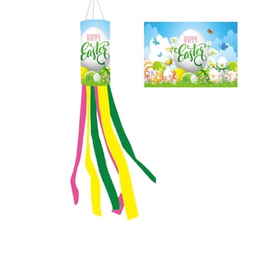 kurtrusly Éolienne de Pâques Extérieur Bricolage Mise en Scène Ornement de Fête Accessoire Festival Décoration Suspendue Sac à Vent de Jardin Drapeau Ambiance Décoration Type 3