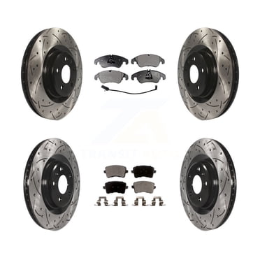 Transit Auto Kit de Rotors de Frein à Disque Percé Enduit avant Arrière et Plaquettes en Céramique pour Voiture Audi Q5 S4 S5 KDT-100359