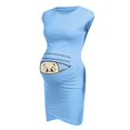 thumbnail image 4 of HWRETIE Robe de Maternité Imprimée pour Femmes Robe Courte Décontractée Accessoire Photo de Grossesse Tenue pour Futures Mamans, 4 of 6