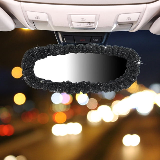 EGNMCR Car Mirror Cover With Diamond Mirror Decoration , Car Mirror Cover Mirror Accessories Elastic Plush , Car Mirror Female Cover Bling General Acce Rear view mirror cover