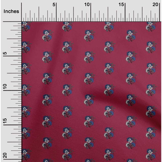 oneOone Cotton Poplin Fabric Floral Block Printed Craft Fabric BTY 42 Inch Wide