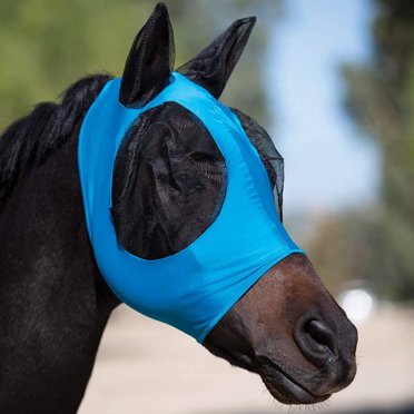 Fournitures Équestres Masque de Cheval Anti-Moustique Couverture de Visage de Cheval Maille Respirante Confortable Masque Détachable