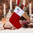 thumbnail image 2 of Christmas Tree Decorative Socks With Embroidered Initial Letters Red Green White Knit Stockings, 2 of 2