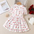 thumbnail image 4 of PMVFHDE Robe de la Saint-Valentin pour Fille, Imprimé de Cœurs, Robe de Princesse à Volants, Manches Courtes et Col Ras du Cou, Robe d'Été, Blanc, 3-4 Ans, 4 of 9