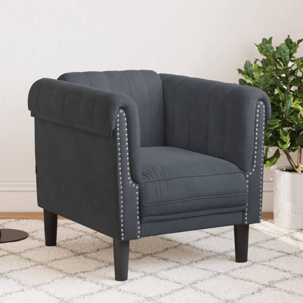 vidaXL Fauteuil pour Adulte - Velours Gris Foncé