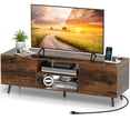 thumbnail image 1 of Costway Meuble Télé pour Téléviseurs de 60 Pouces Console Multimédia Moderne Mi-Siècle avec Tablette Ajustable Brun, 1 of 10