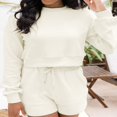 thumbnail image 4 of Women‘s Sweatshirt and Elastic Shorts 2 Piece Tracksuits with Long Sleeves, 4 of 9